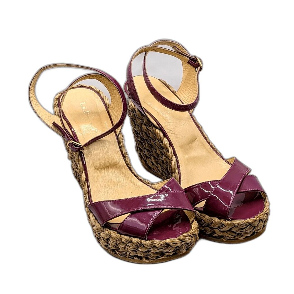 Women's LK Bennett Espadrille Rope Wedge Heels Purple US Sz 8.5 Eu Sz 39